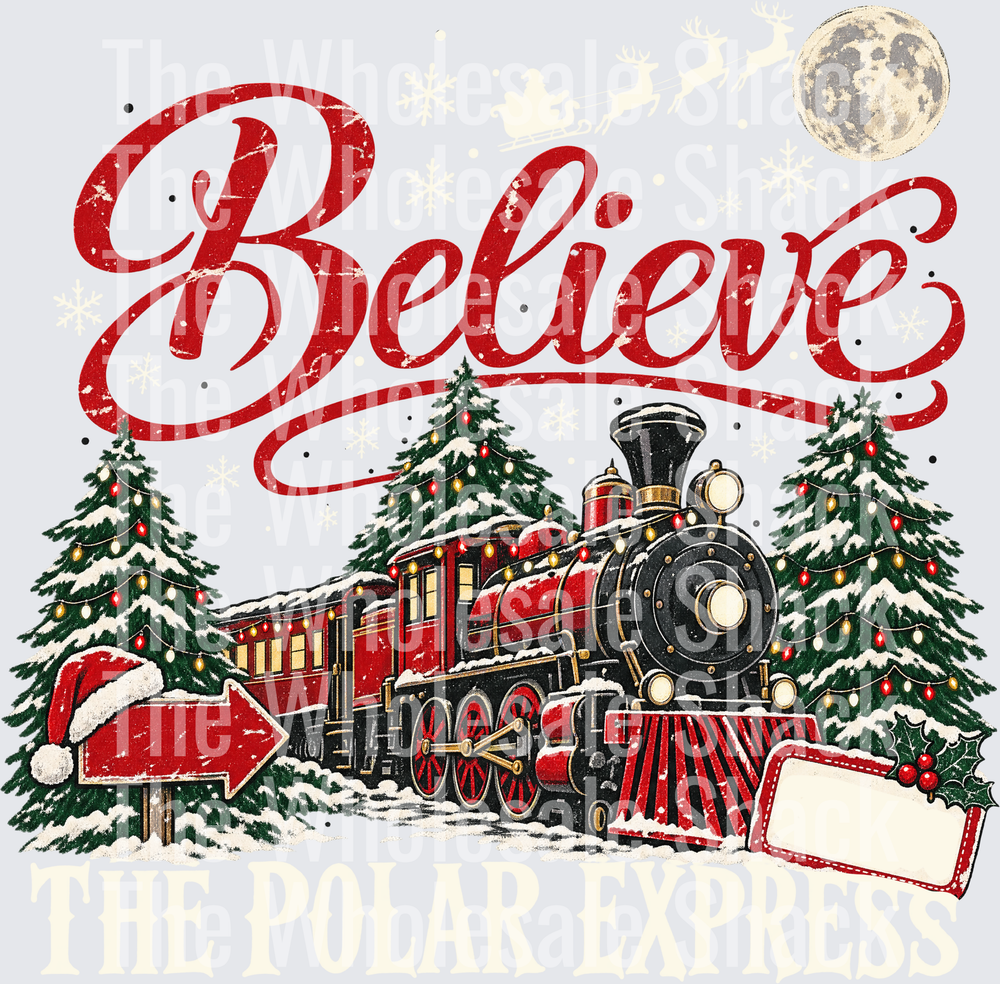 Believe The Express- White DTF Transfers