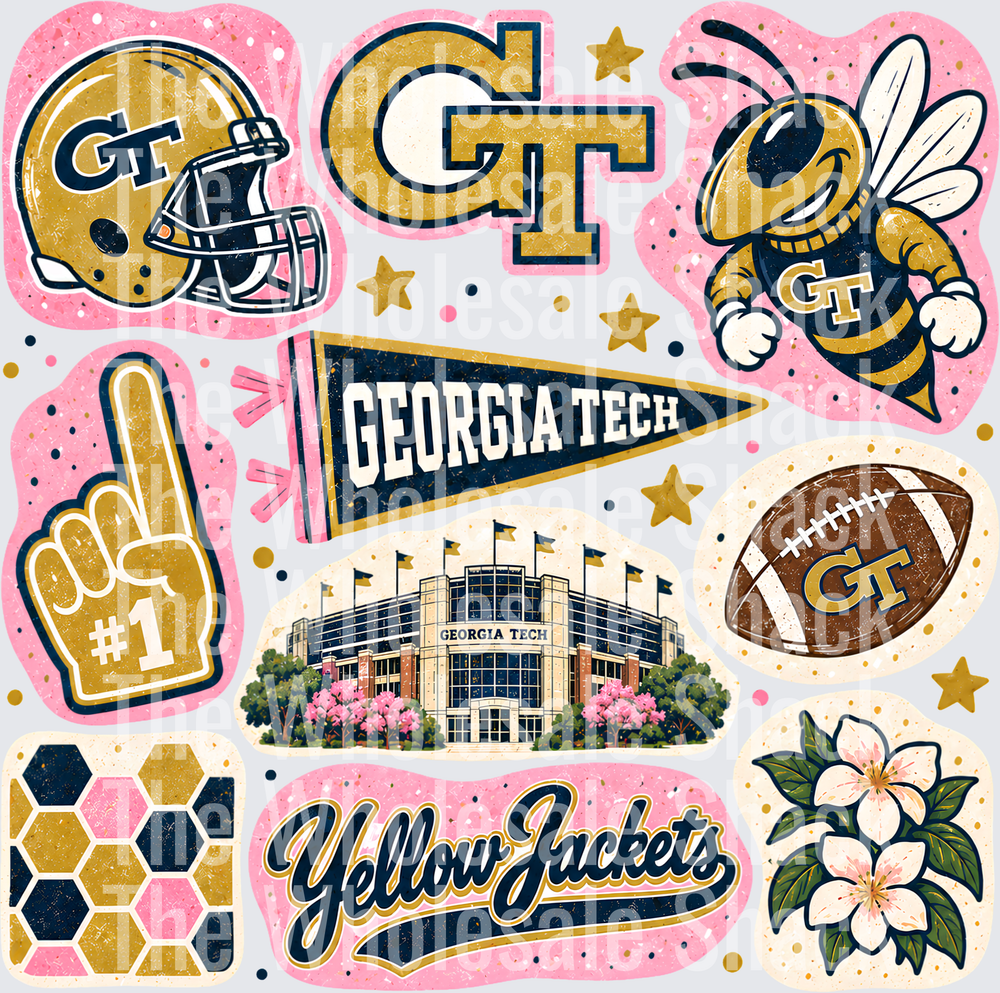 Colorful Georgia Tech DTF Transfers