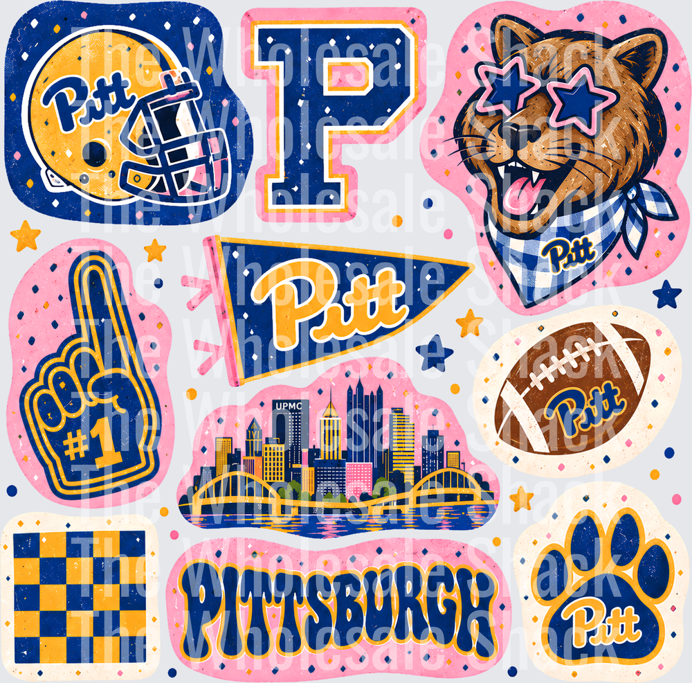 Colorful Pitt DTF Transfers