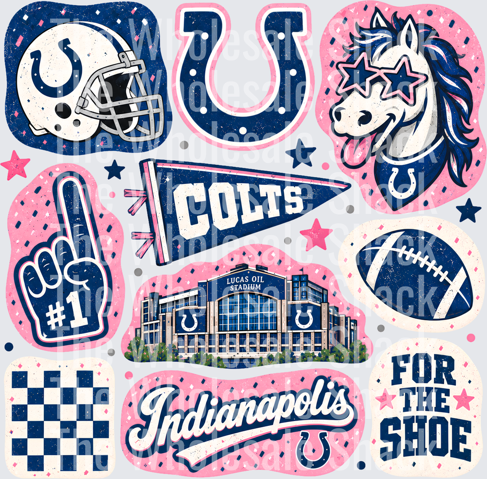 Colorful Colts DTF Transfers