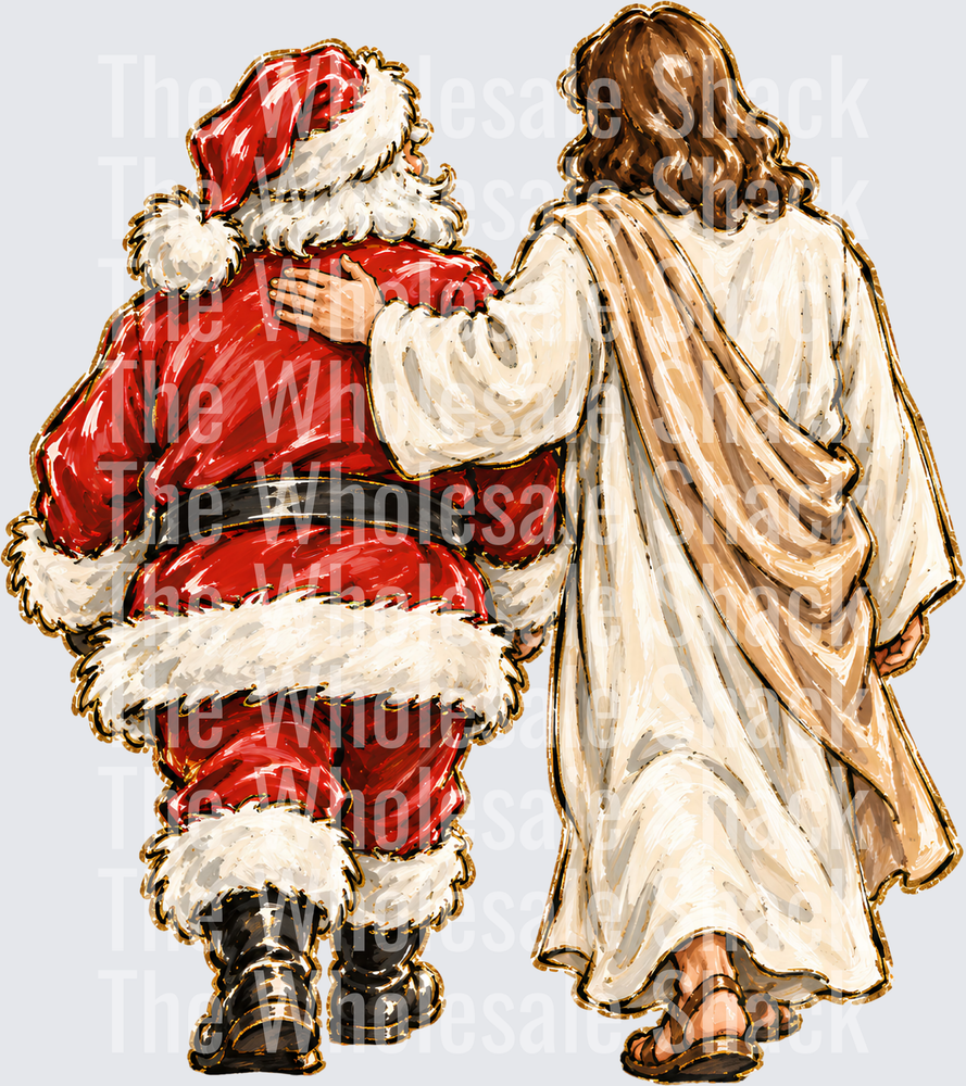 Retro Christmas Jesus and Santa Claus DTF Transfers