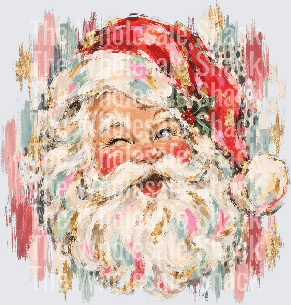 Watercolor Santa DTF Transfer