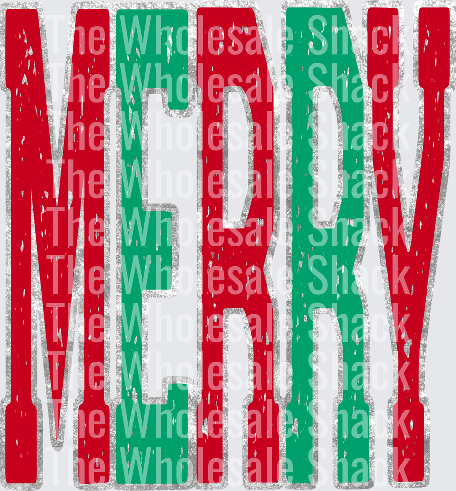 Red and Green Merry DTF Transfer