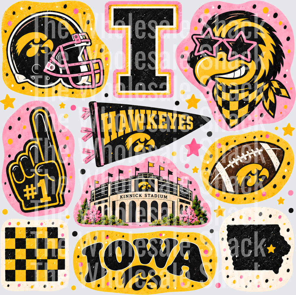Colorful Hawkeyes DTF Transfers