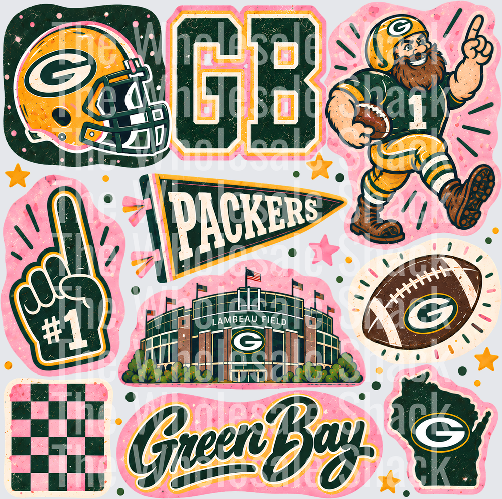 Colorful Packers DTF Transfers