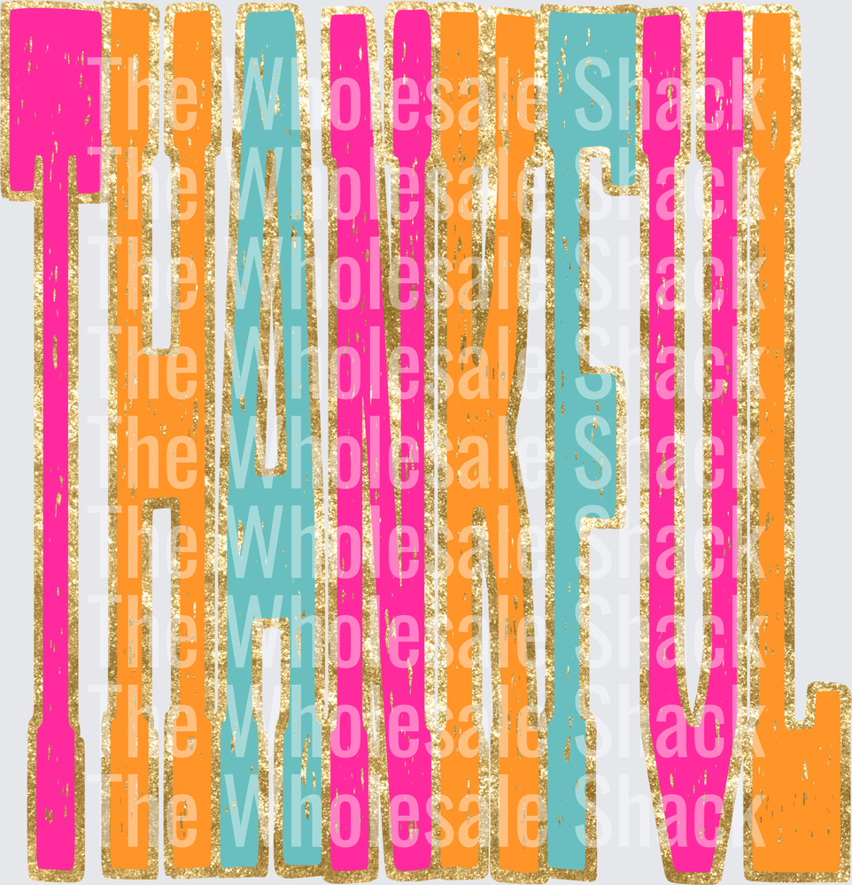 Pink and orange Thankful DTF Transfer