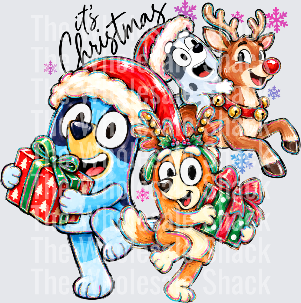 It’s Christmas Bluey pink DTF Transfers
