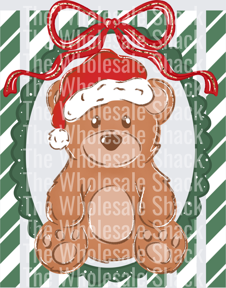 Bear frame green stripes DTF Transfers