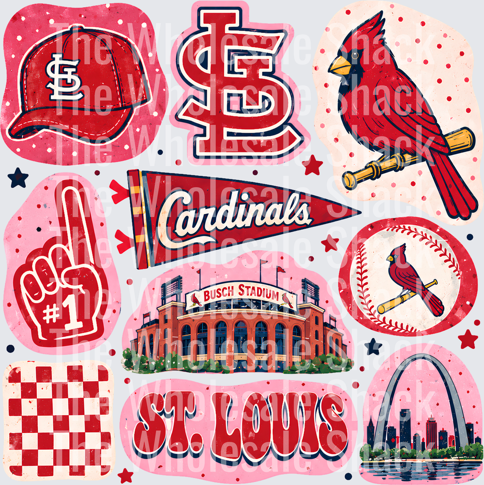 Colorful Cardinals DTF Transfers