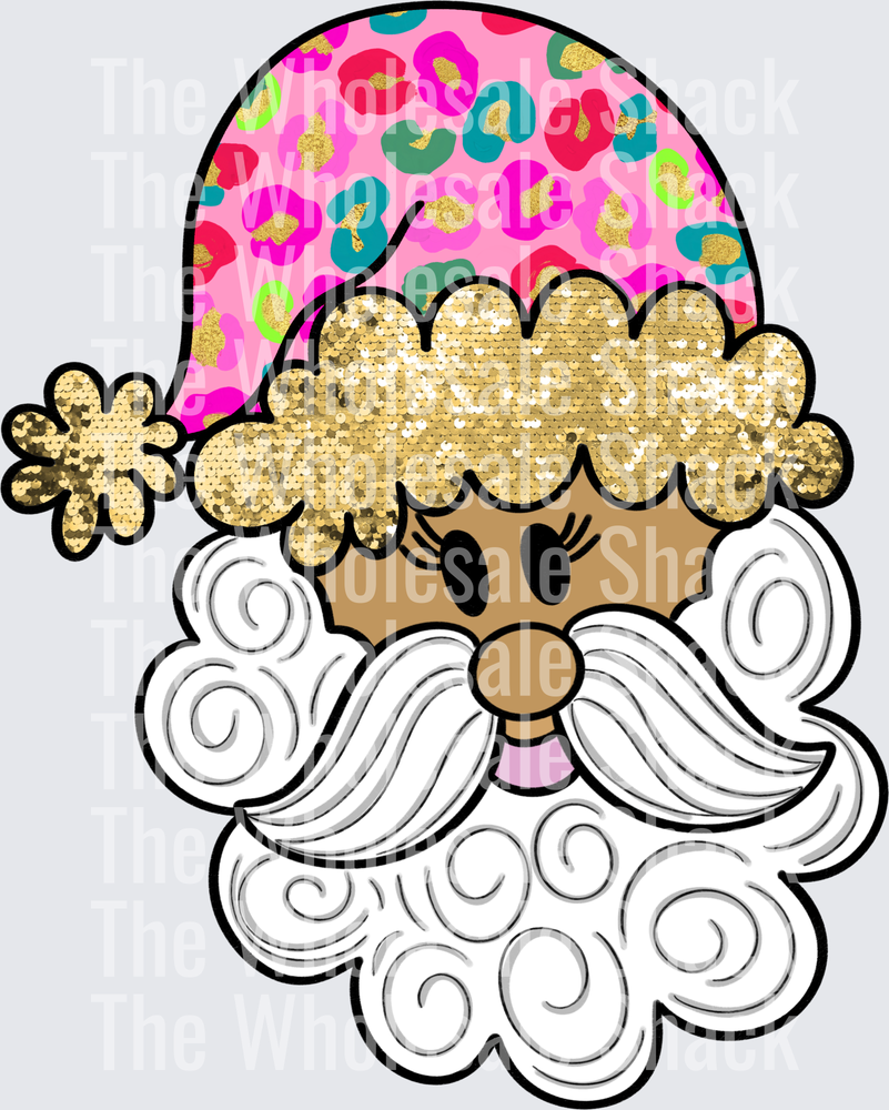 Pink Leopard Santa - Christmas