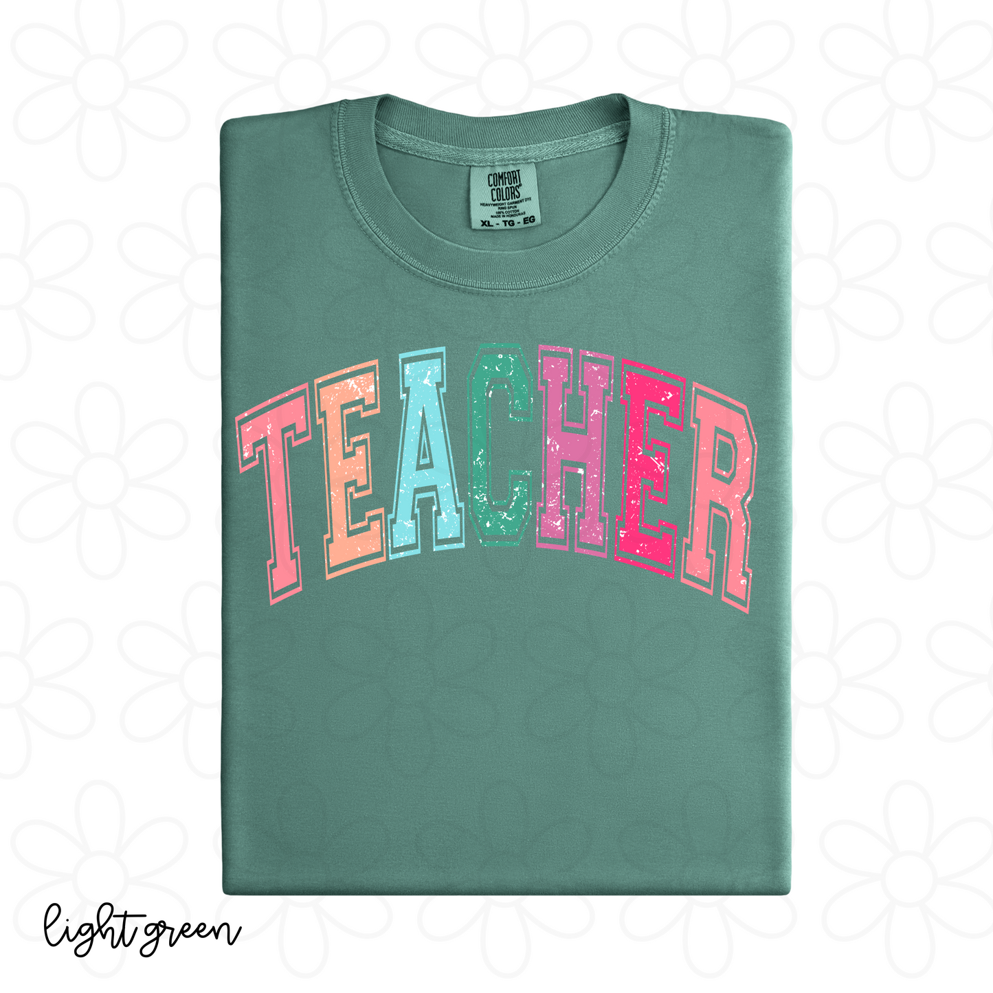 Colorful Distressed Teacher Completed Tee