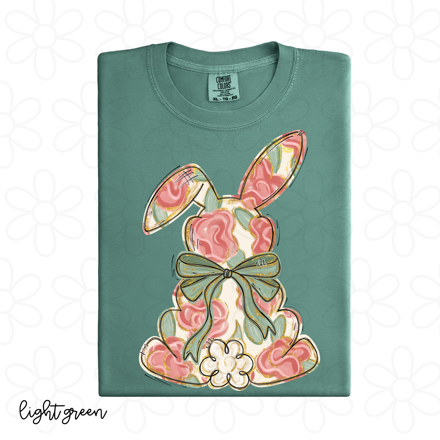 Painted Floral Bunny Kids Completed Tee