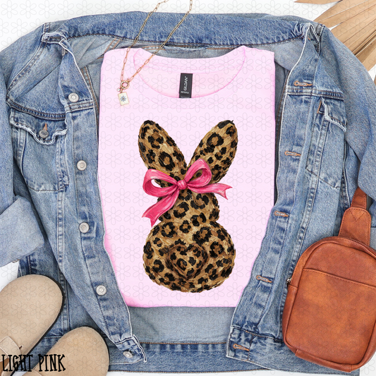 Leopard Bunny Pink Bow DTF Transfer