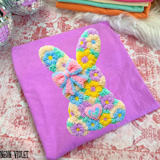 Pastel Flower Bunny DTF Transfer