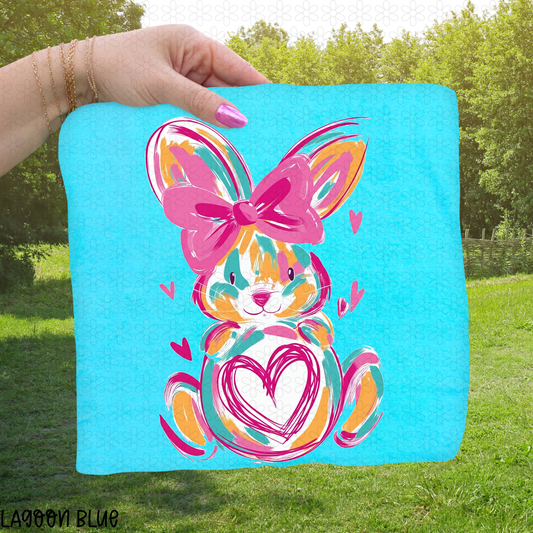 Pink Heart Watercolor Bunny Completed Tee