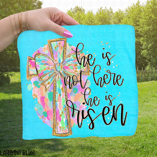 Watercolor Gold Glitter Cross He Is Not Here He Is Risen Completed Tee