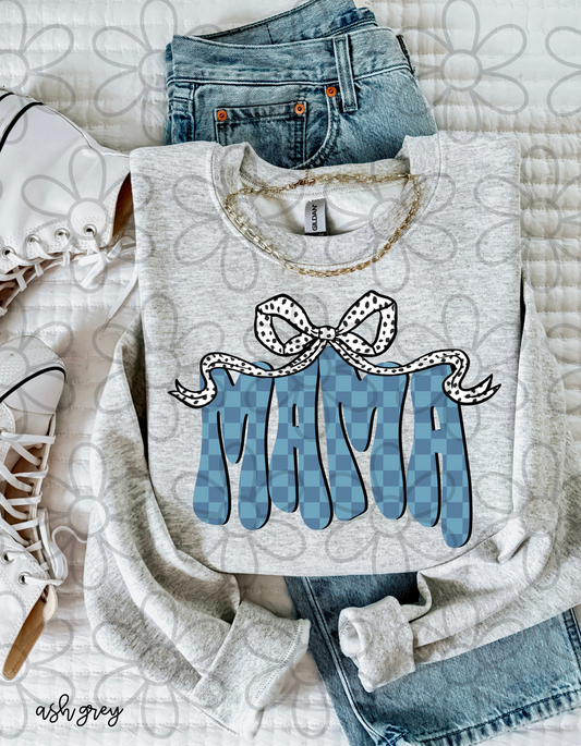 Blue Checkered Mama Coquette DTF Transfer