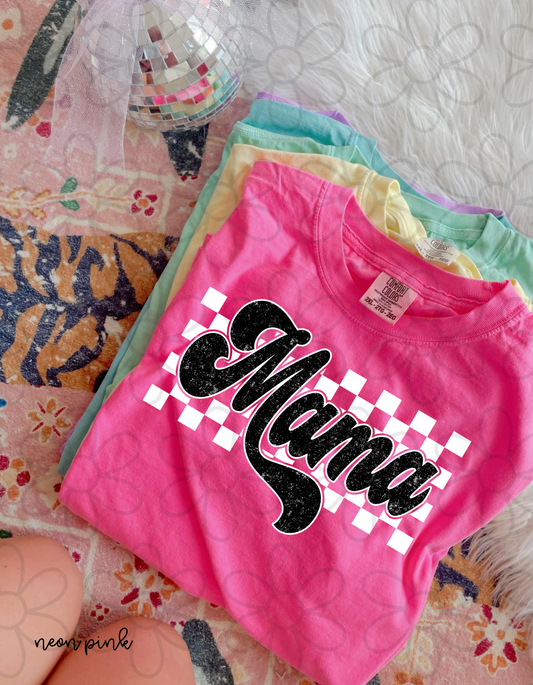 Distressed Mama Checkered DTF Transfer