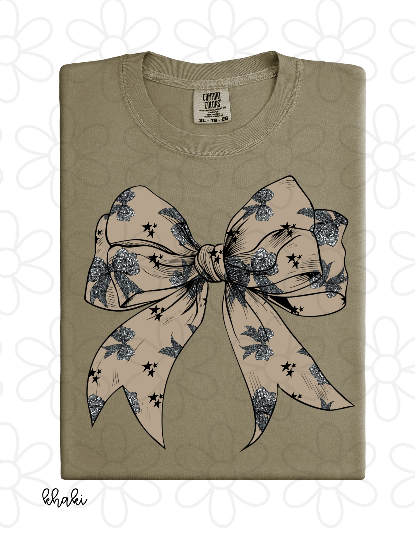 Glitter Bow Stars Coquette Bow Completed Tee