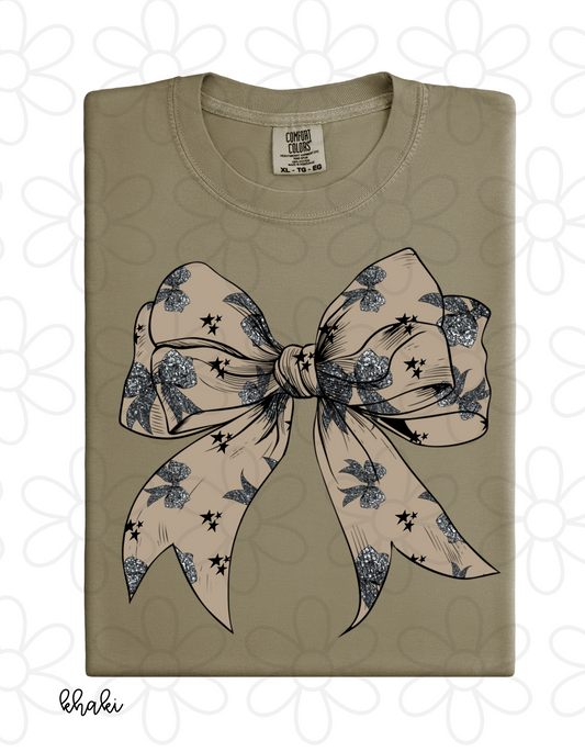 Glitter Bow Stars Coquette Bow Kids Completed Tee