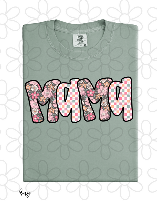 Floral Checkered Mama DTF Transfer