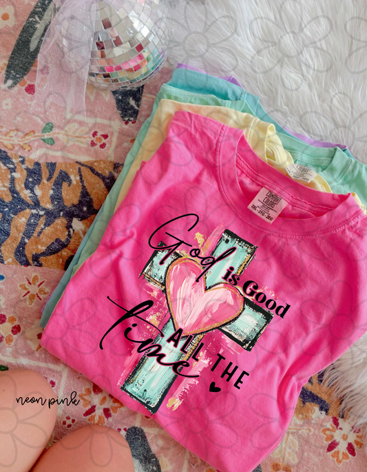 Gold Glitter God Is Good All The Time Completed Tee