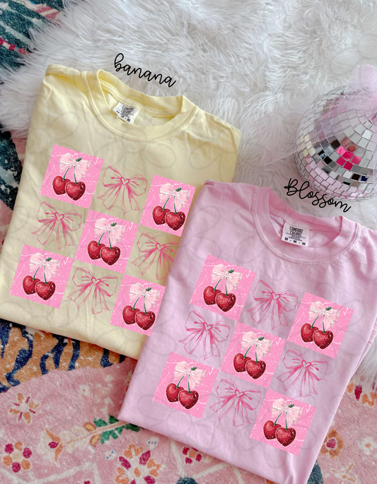 Cherry Bow Coquette Kids Completed Tee