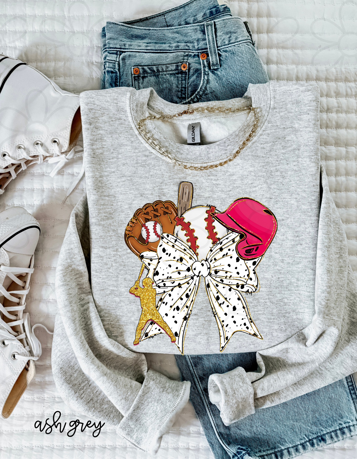 Gold Glitter Coquette Baseball Completed Tee