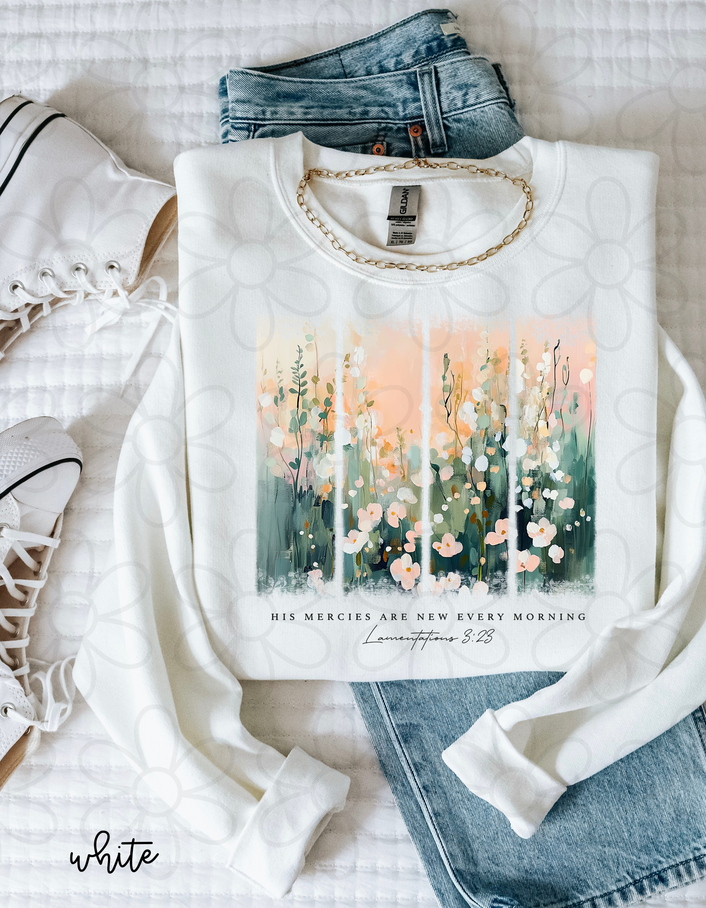 Watercolor Flower His Mercies Are New Every Morning Completed Tee