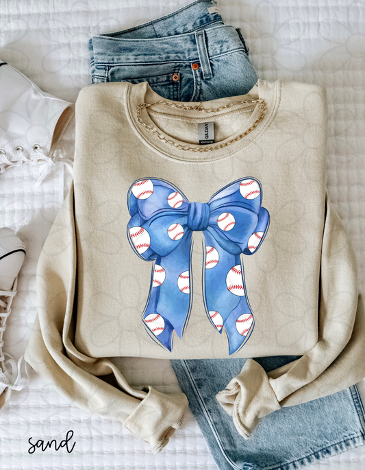 Blue Coquette Bow Baseball DTF Transfer