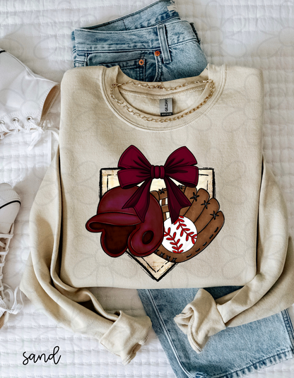 Burgundy Coquette Baseball Completed Tee