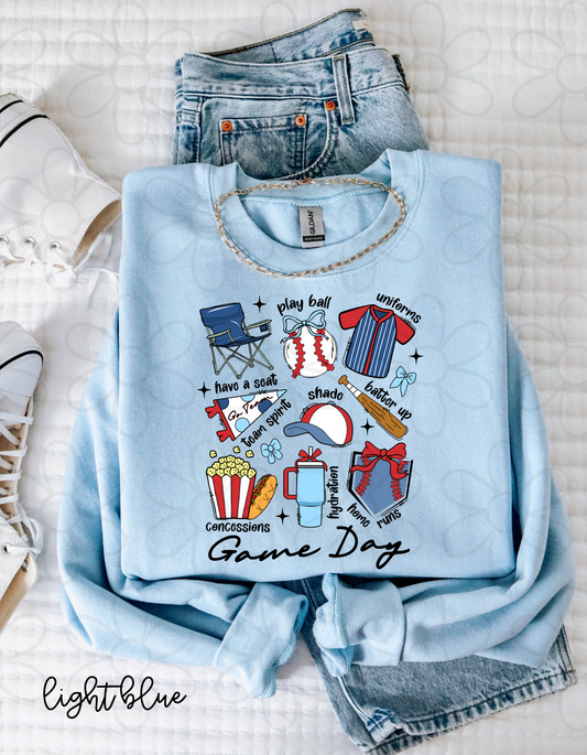 Baseball Game Day Coquette Kids Completed Tee