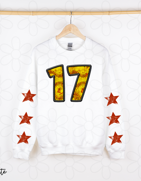 Softball Custom Number DTF Transfer