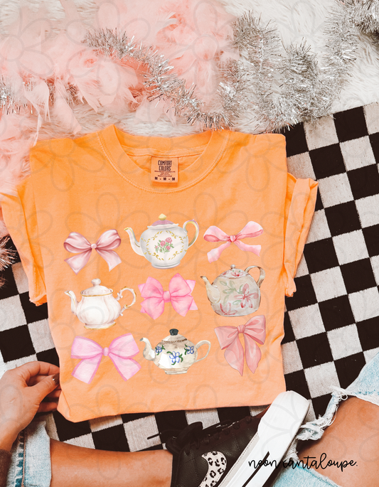 Teapot Bow Coquette Kids Completed Tee