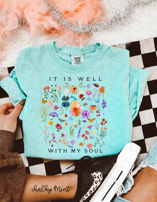 Floral It Is Well With My Soul Kids Completed Tee