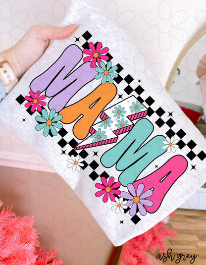 Spring Flower Lightening Bolt Mama Completed Tee