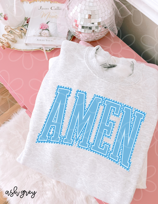 Pink Checkered Amen Kids Completed Tee