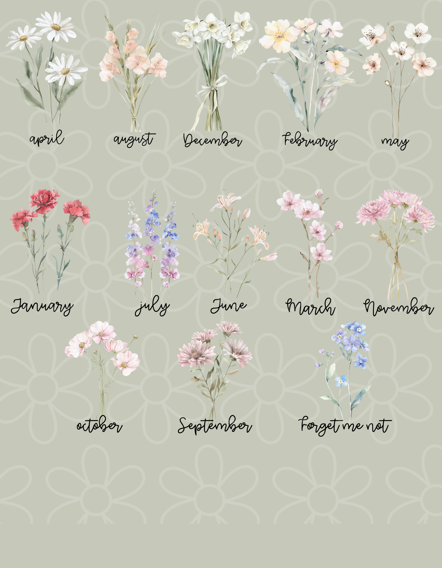 Custom Birth-flower Vase DTF Transfer