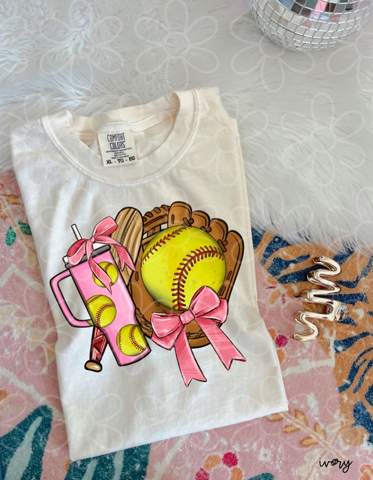 Softball Coquette Tumbler Completed Tee