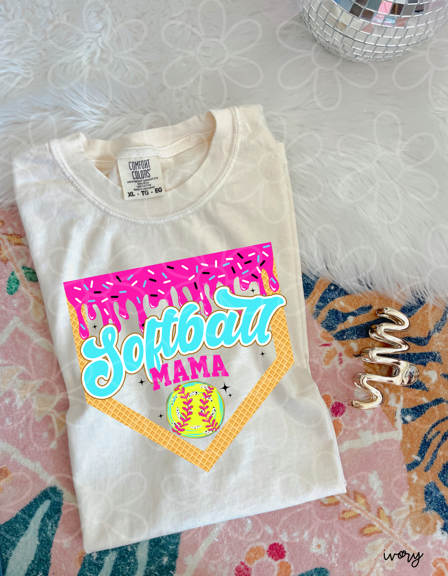 Drip Base Softball Mama Completed Tee