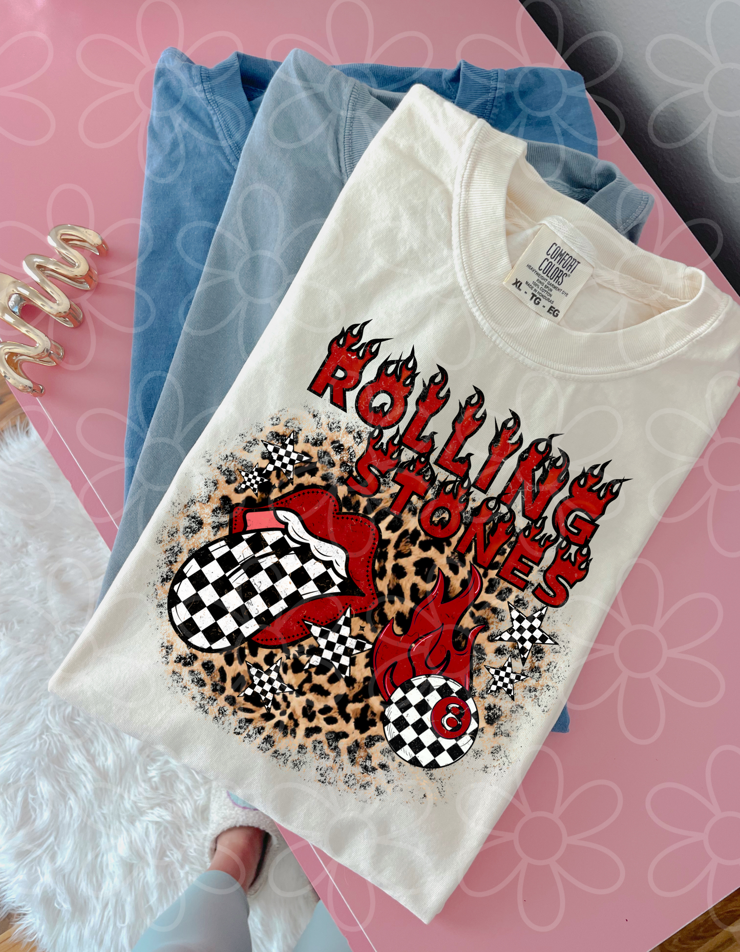 Leopard Checkered Rolling Stones Completed Tee