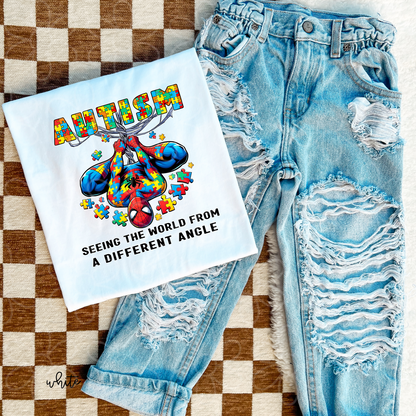 Autism Seeing The World From A Different Angle Kids Completed Tee
