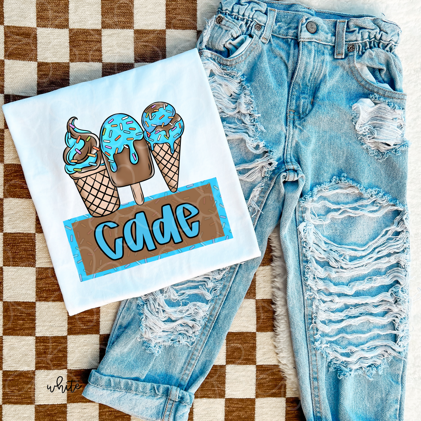 Boys Ice cream Custom Name DTF Transfer
