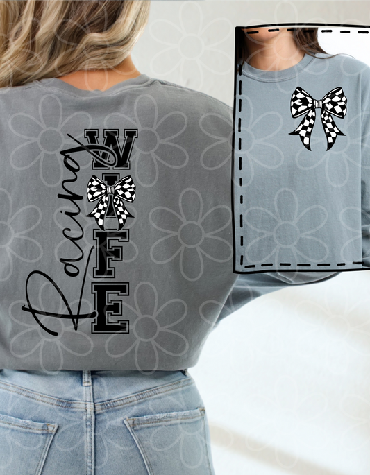 Racing Wife Checkered Bow DTF Transfer