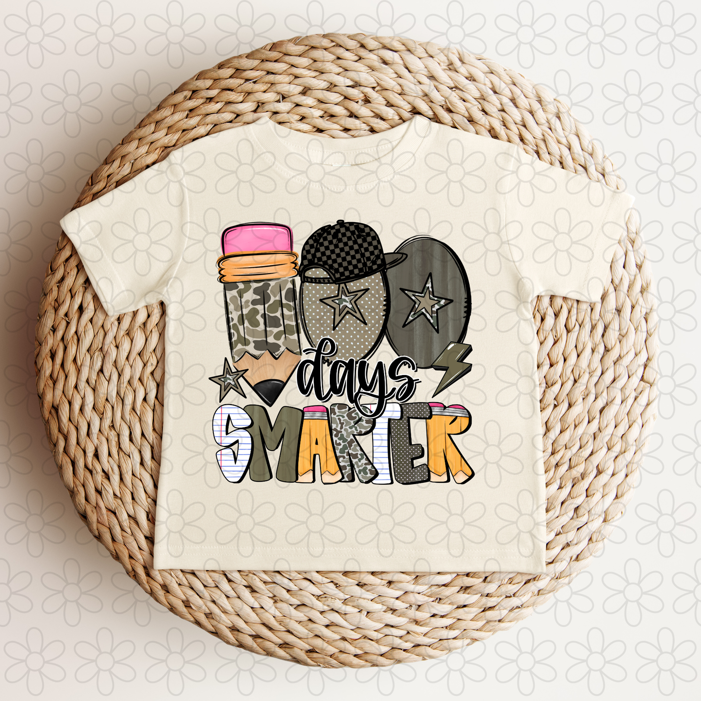 100 Days Smarter Camo Hat DTF Transfer