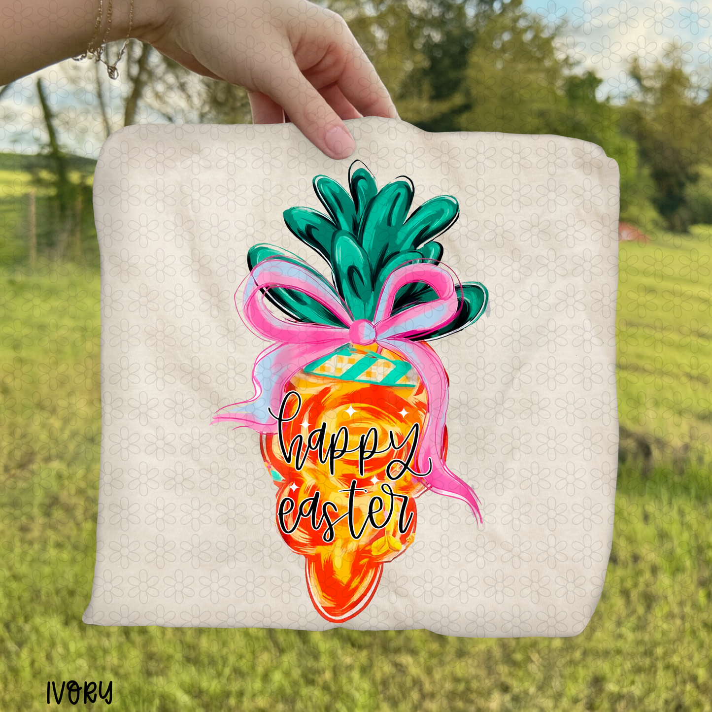 Watercolor Carrot Happy Easter Completed Tee