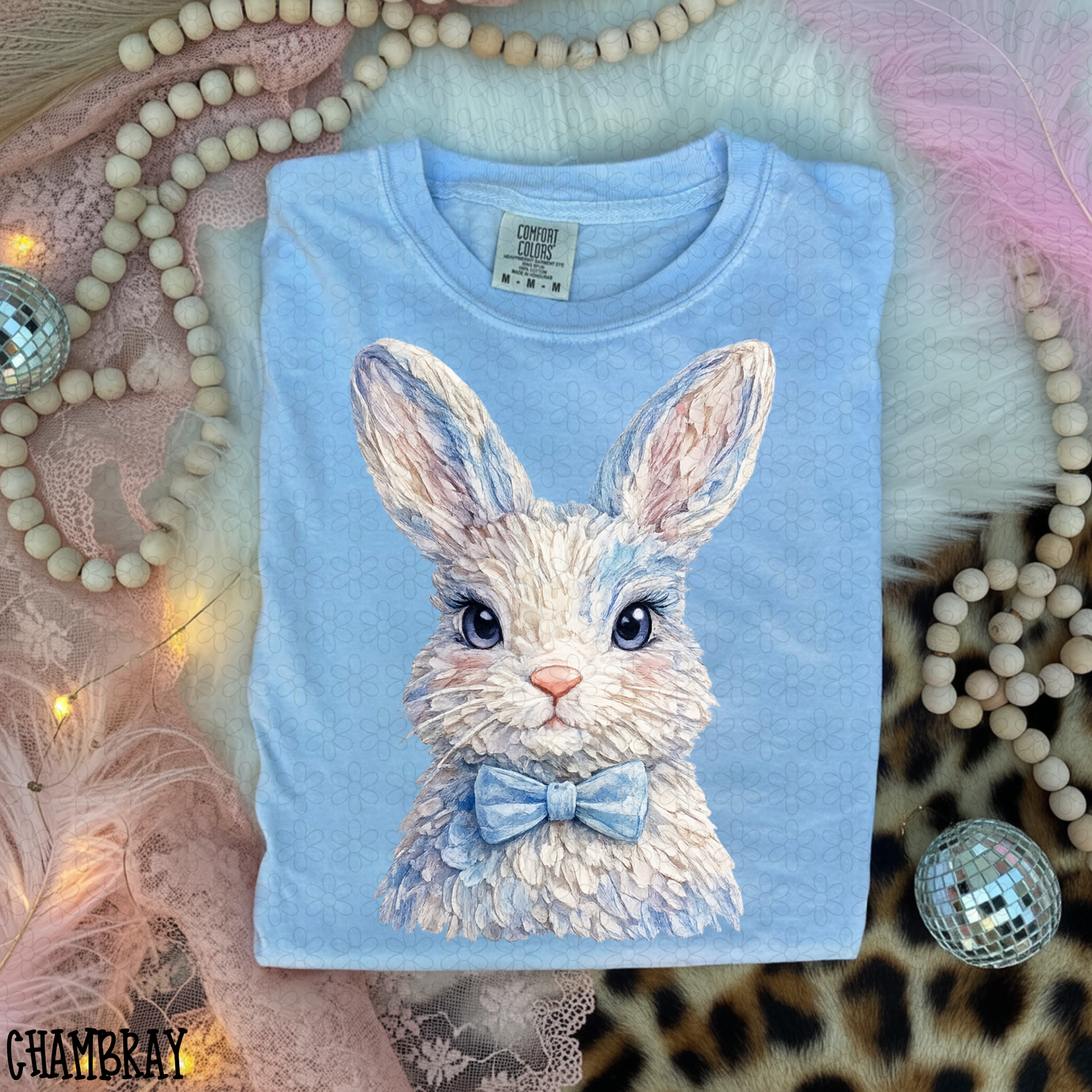 Blue Fur Bunny DTF Transfer