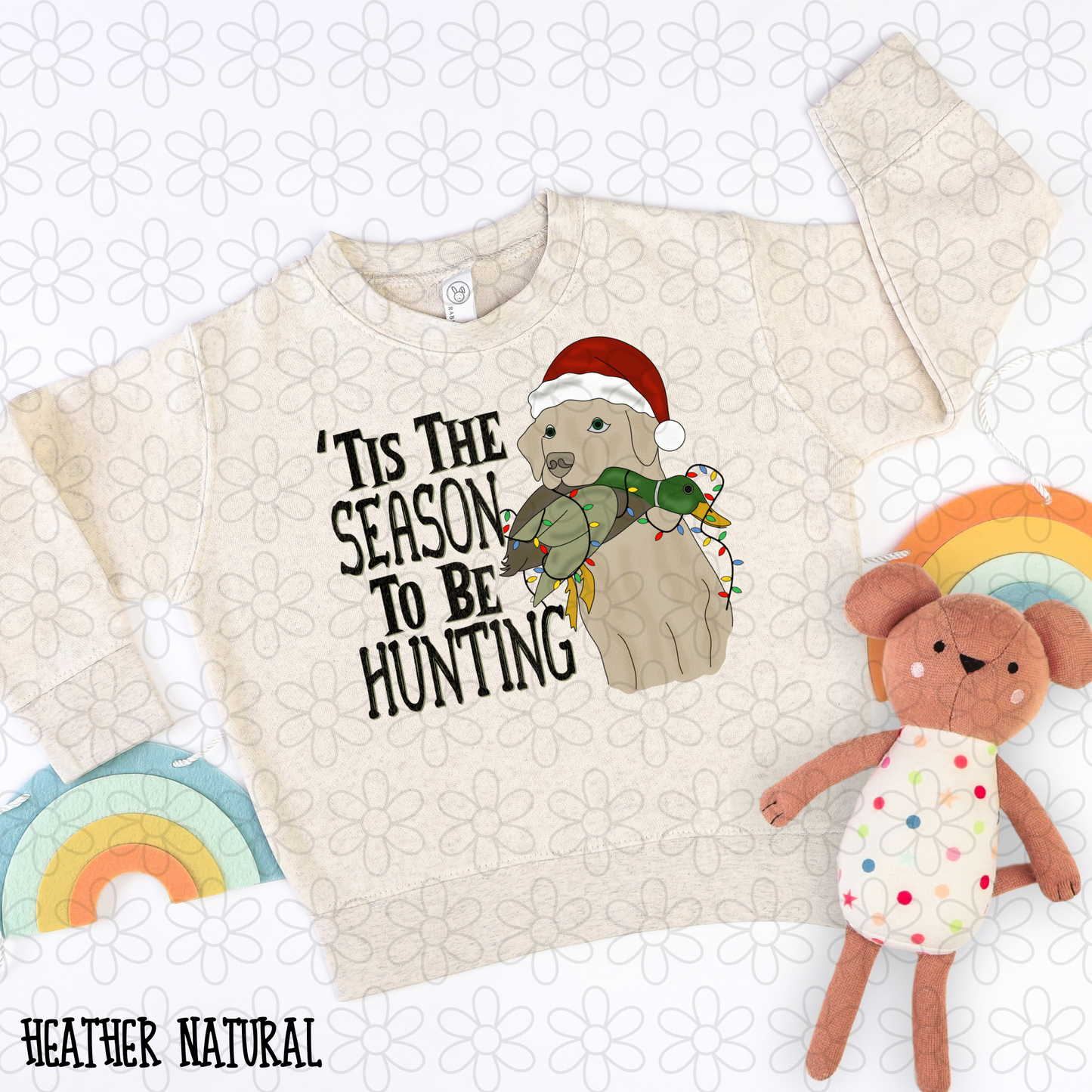 Tis The Season To Be Hunting Light Dog Kids Completed Tee