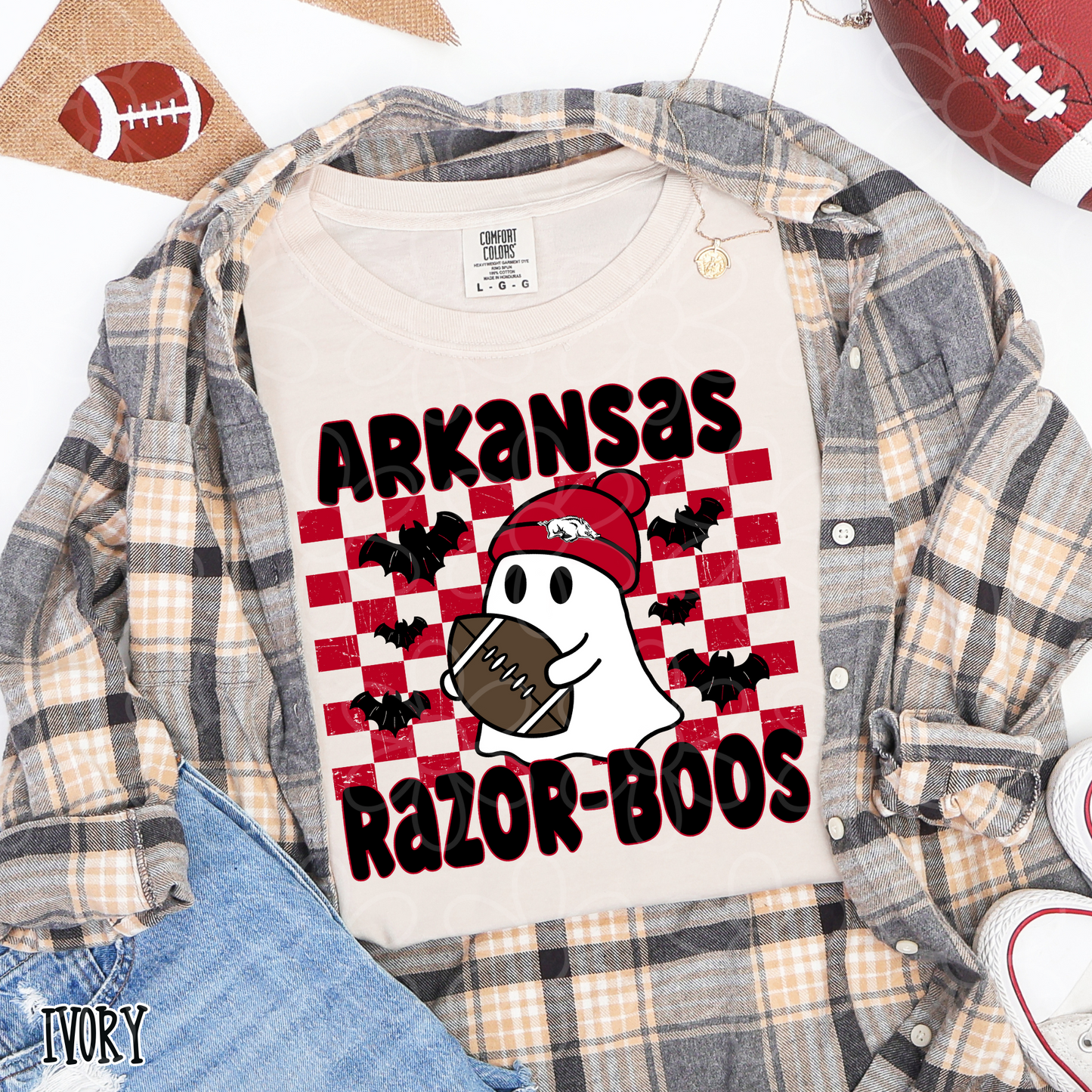 Ghost Boo Football Teams (Multiple Options) Kids Completed Tee