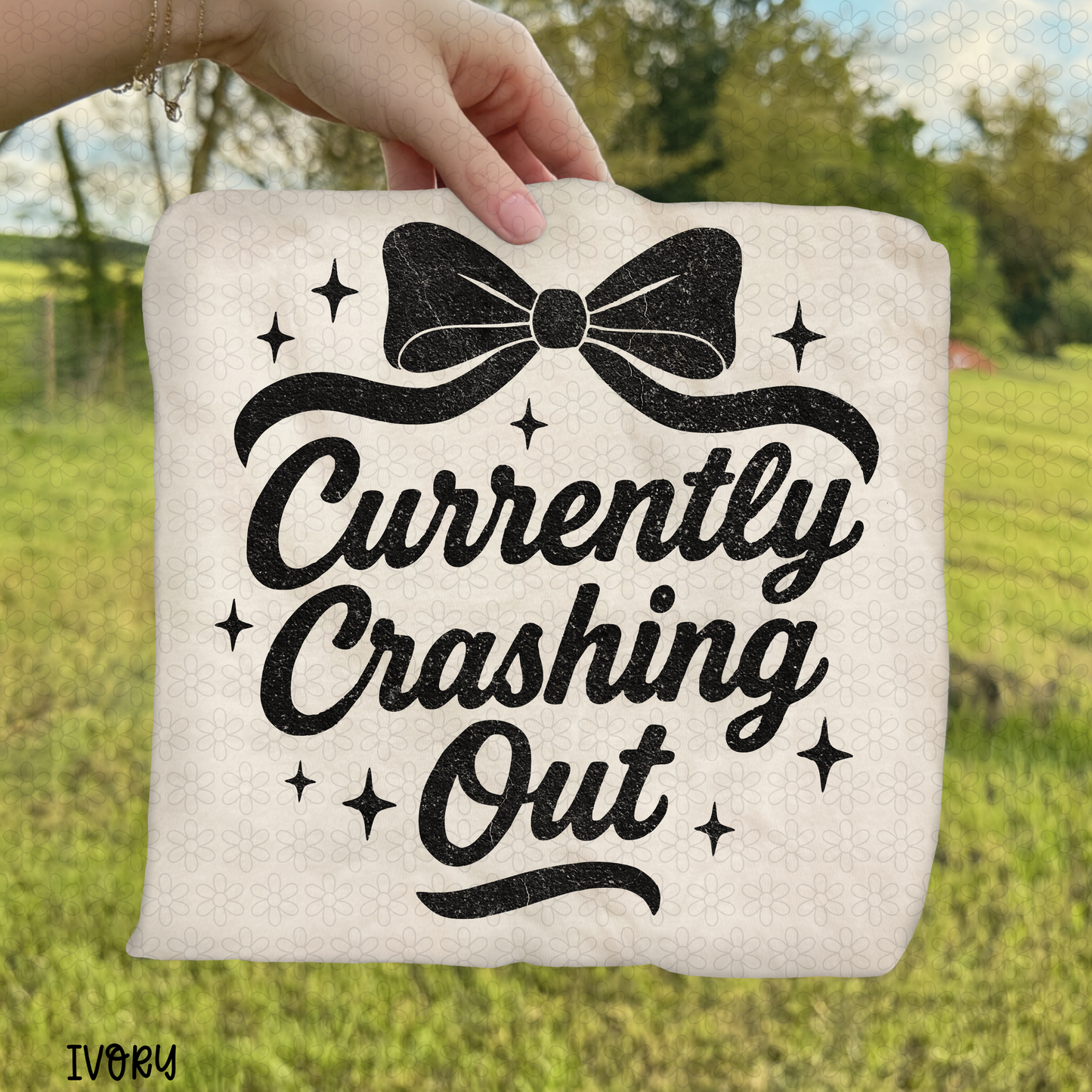 Bow Currently Crashing Out (Multiple Colors) Completed Tee